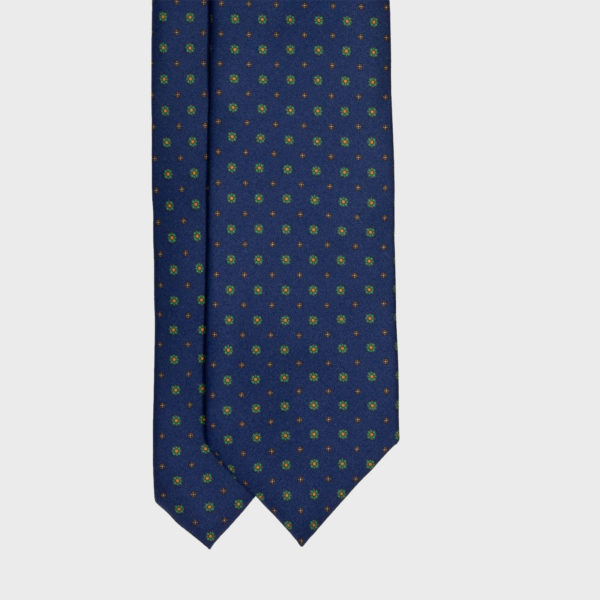 Navy Blue with small flowers Pattern Silk Tie