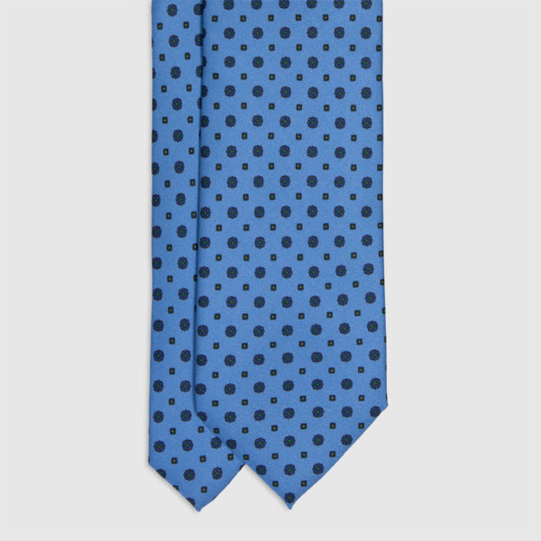 Cravatta in seta azzurra con fiori piccoli