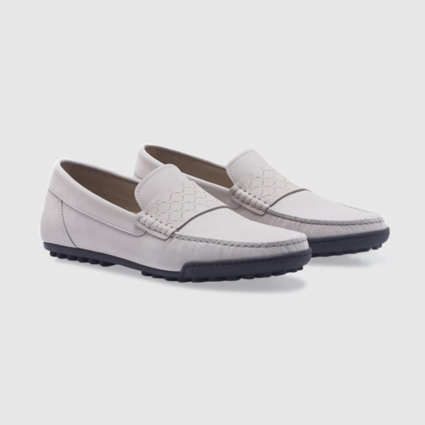 Driving shoe in nubuck  with saddle – cream