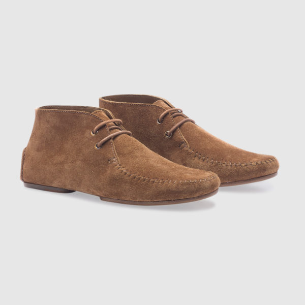 Lace-up unlined desert boot in suede – umber