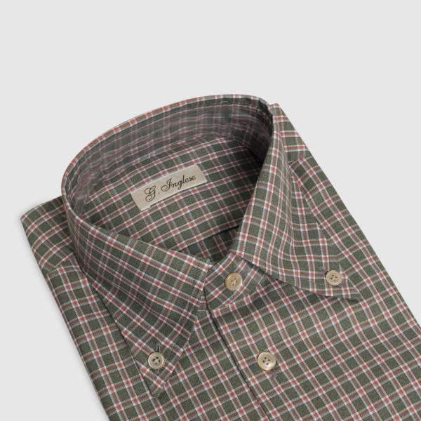 Camicia Tartan Button-Down in Cotone Verde