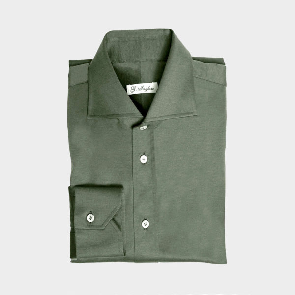 Camicia in Jersey di Cotone Verde oliva