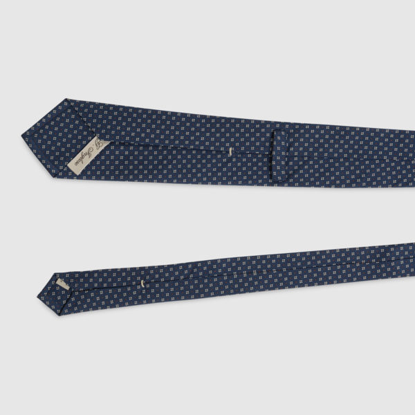 Blue silk tie with micro-pattern