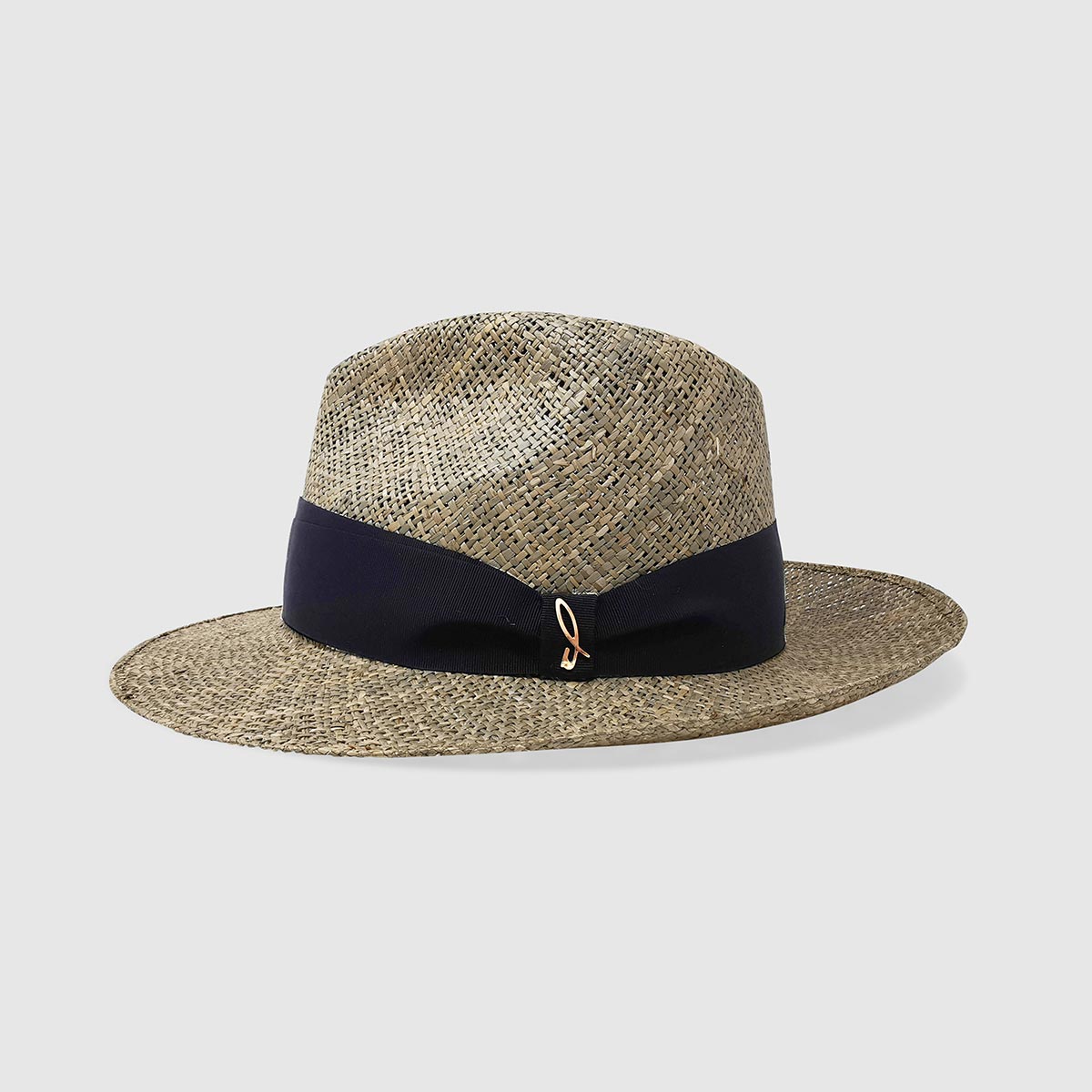 Drop Hat in Sea Straw with Blue Belt