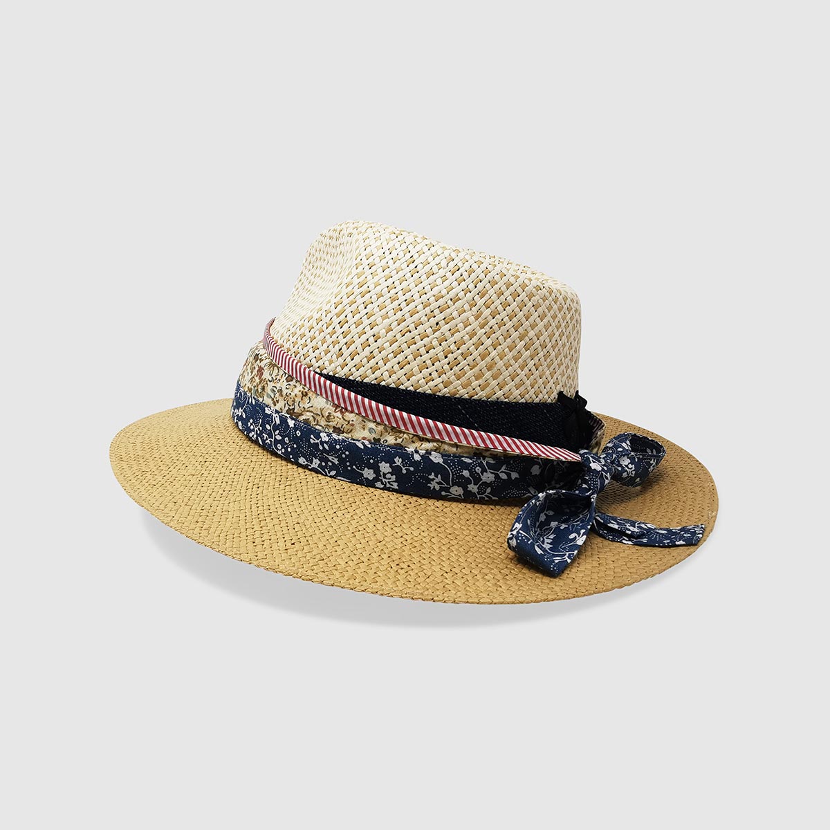 Bicolor Papier Hat with Denim belt and Obi band Doria 1905 on sale 2022