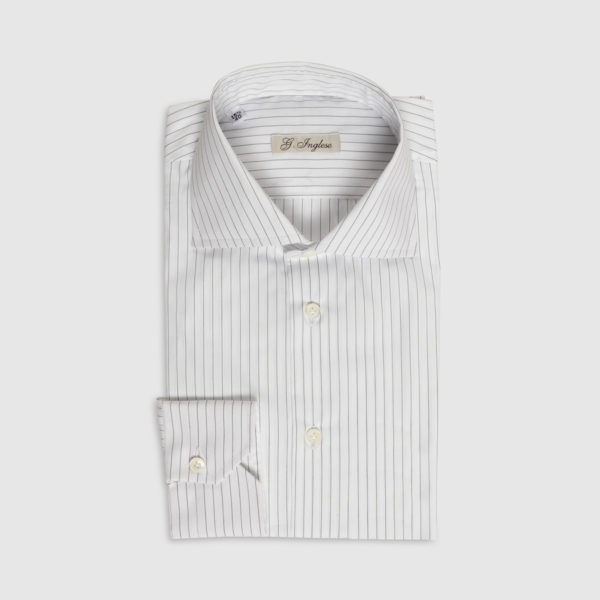 G. inglese Cotton Shirt with Grey Stripes