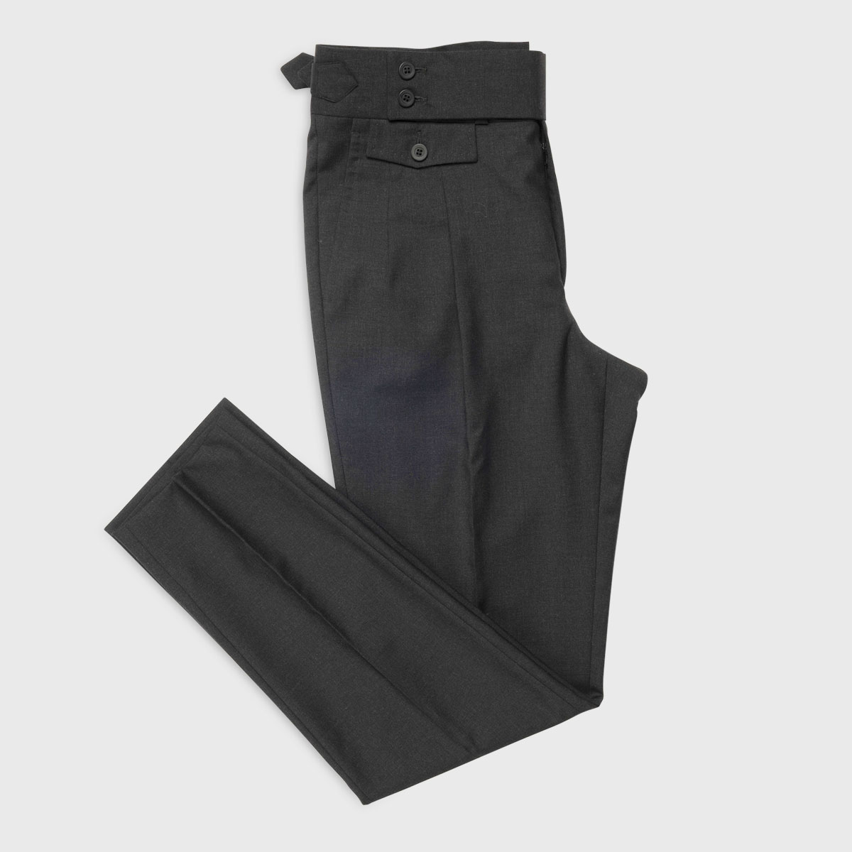 2 Pleats Super 100’s Wool Trousers in Dark Gray Sartoria Lavore on sale 2022