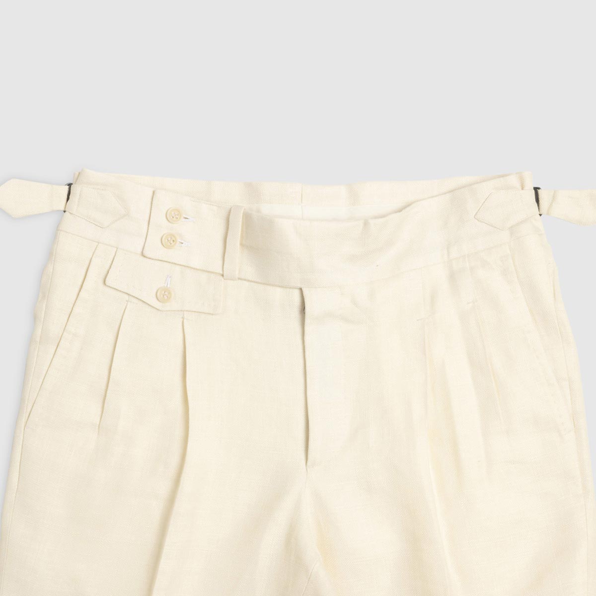 2 Pleats Trousers in Linen and Super 120’s Wool in Cream Sartoria Lavore on sale 2022 2