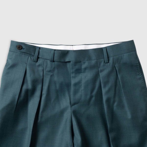 Pantalone Verde 2 Pinces in Lana 150’s
