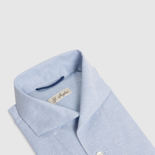 Miami Polo Shirt in Light Blue Cotton-Linen Piquet
