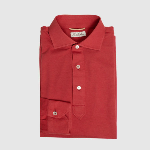 Piquet Cotton Polo Shirt in Red