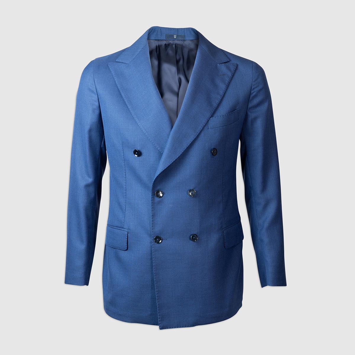 Half-lined Double-Breasted Jacket in 130’S Wool – Blue Melillo 1970 on sale 2022