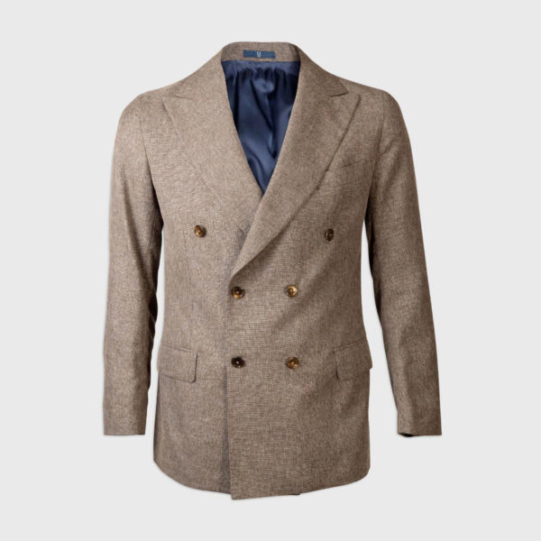 Half-lined Double-Breasted Jacket in 130’S Wool – Brown
