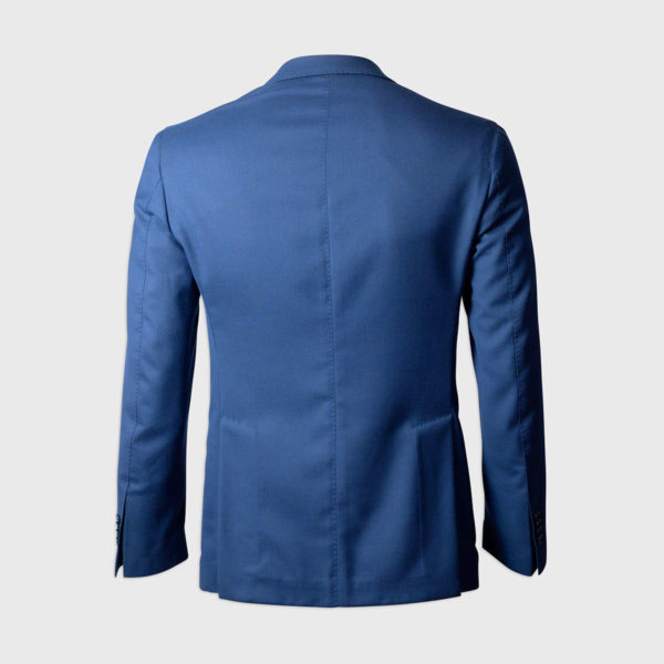 Half-lined Single-breasted jacket in Wool, Silk and Linen – Navy