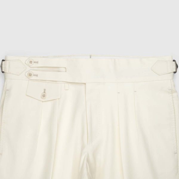 Pantaloni Crema 2 Pinces in Lana 150’S