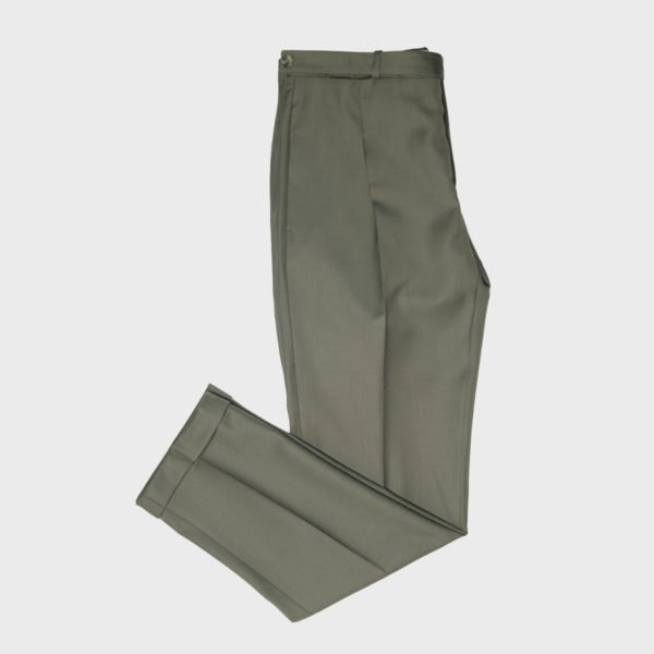 Pantalone 1 pince in Lana – Verde