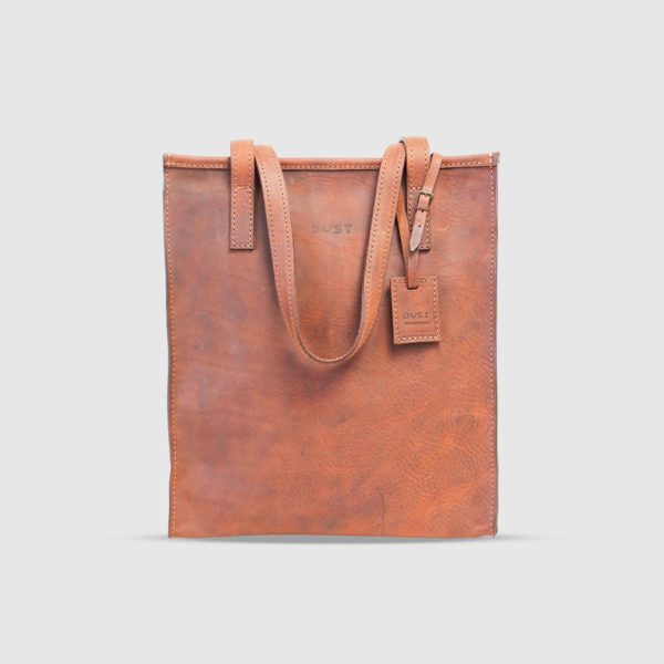The Dust Tote Bag- Classic Brown Leather
