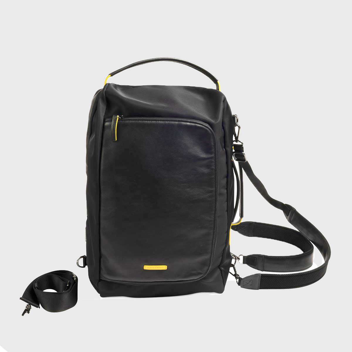 Composite bag: Shoulder & backpack in nylon and leather Plinio Visonà on sale 2022