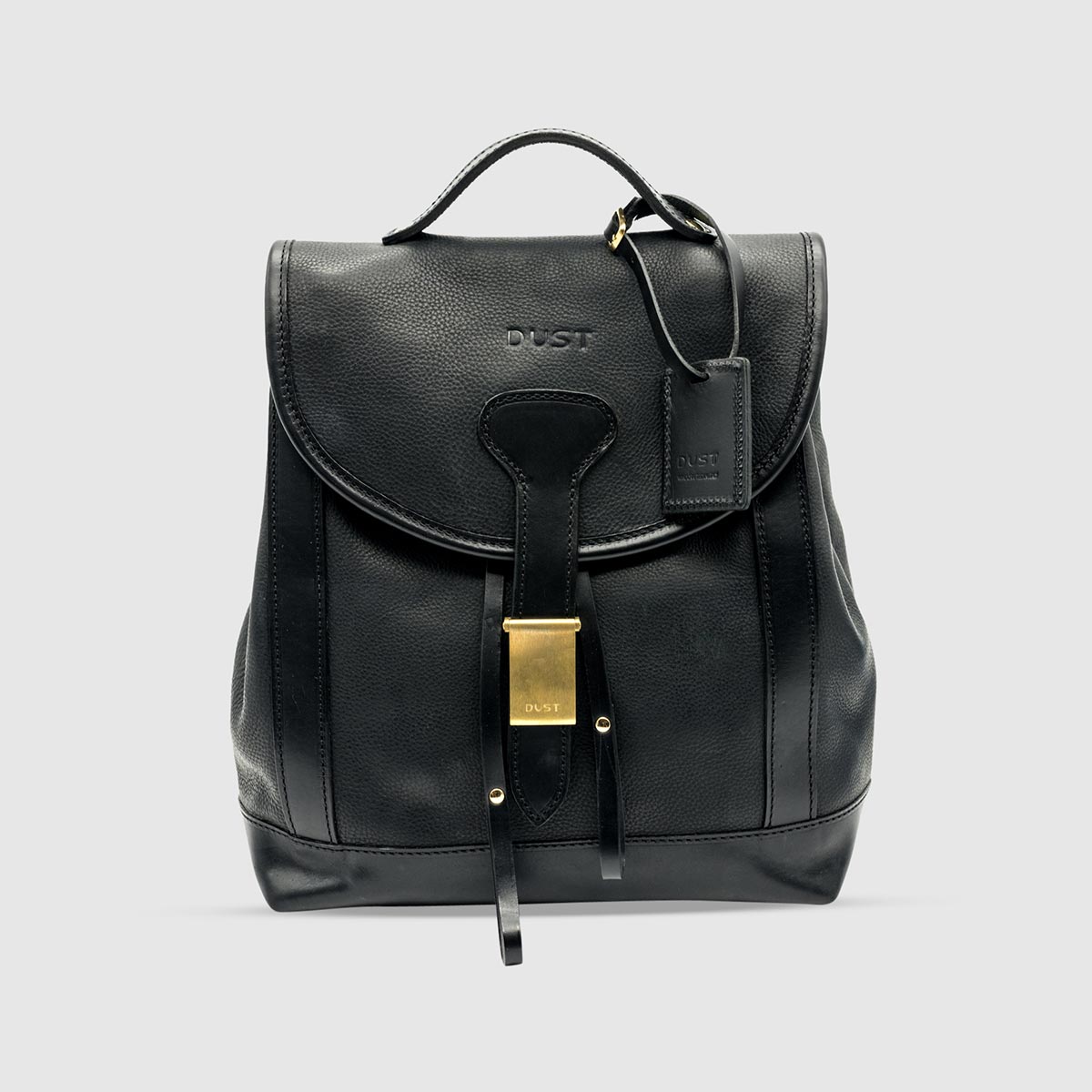 Vegetable Tumbled Leather Backpack – Black Leather