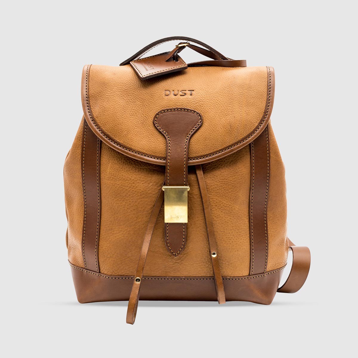Vegetable Tumbled Leather Backpack  – Light Brown Leather