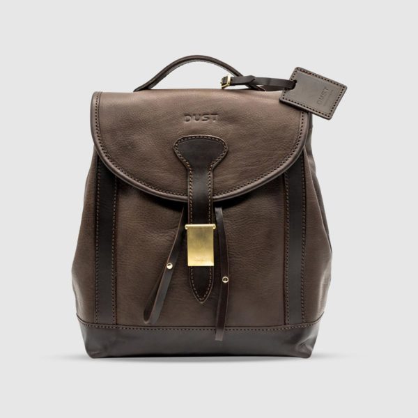 Vegetable Tumbled Leather Backpack  – Dark Brown Leather