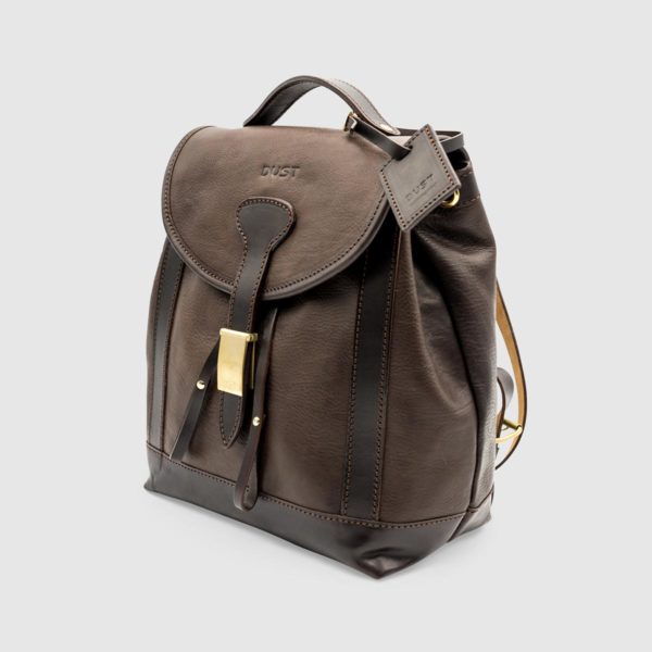 Vegetable Tumbled Leather Backpack  – Dark Brown Leather
