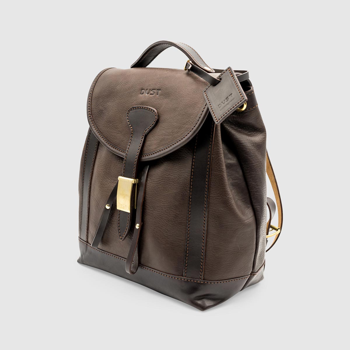 Vegetable Tumbled Leather Backpack  – Dark Brown Leather The Dust on sale 2022 2