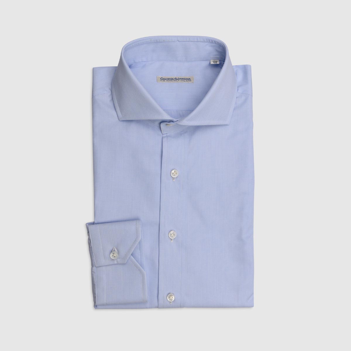 100% Double Twisted Popeline Cotton Shirt – Light Blue Camiceria Ambrosiana on sale 2022