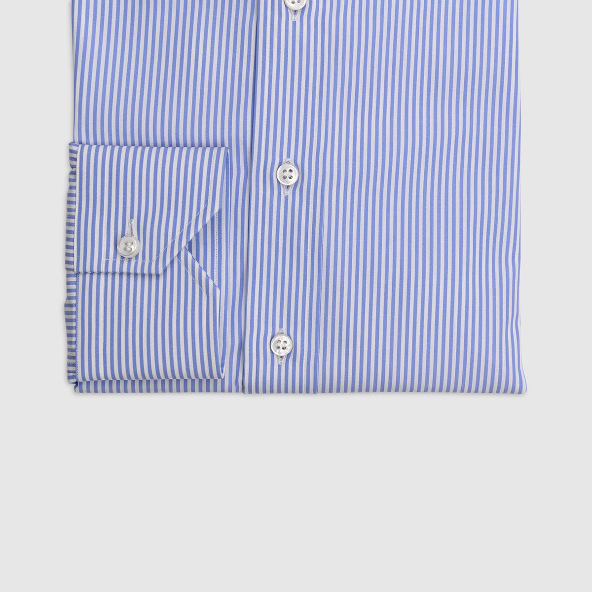 100% Double Twisted Popeline Cotton Shirt – Light Blue and White Stripes Camiceria Ambrosiana on sale 2022 2