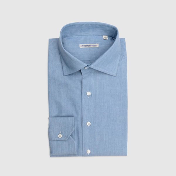 100% Double Twisted Cotton Denim Shirt – Light Blue Wash