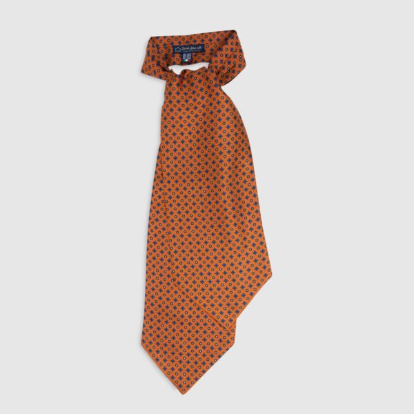 Orange Silk Ascot With Pattern