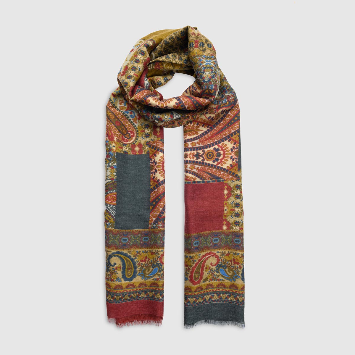 Wool-Silk scarf with Kashmir pattern