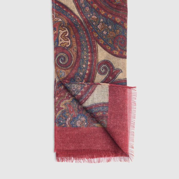 Silk/Wool Scarf with Large Kashmir Patterns