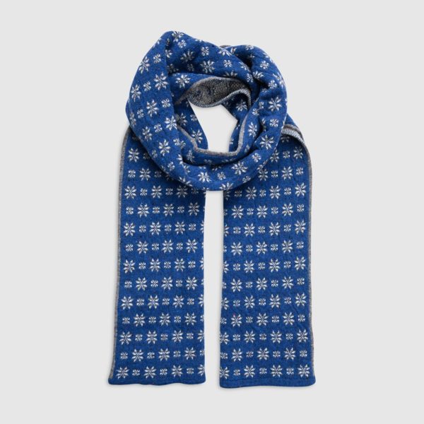 Double Face Wool Scarf with Floral Patterns
