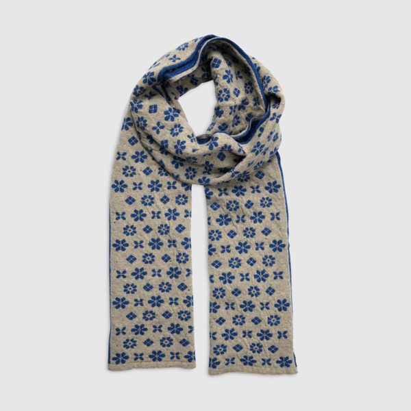 Double Face Wool Scarf with Floral Patterns