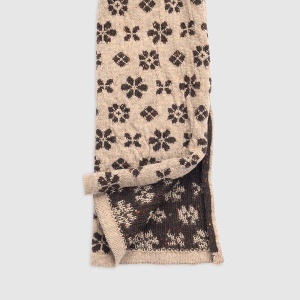 Double Face Wool Scarf with Floral Patterns