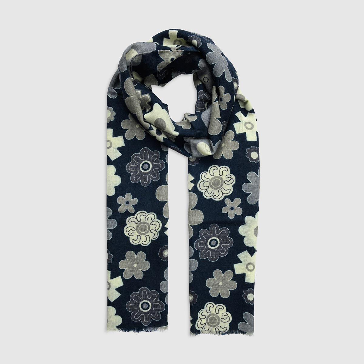 Wool Scarf With Floral Design