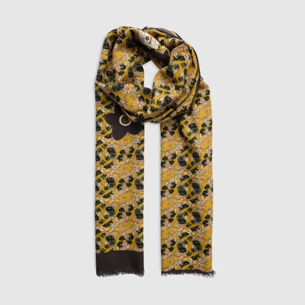 Wool Scarf with Floral Pattern