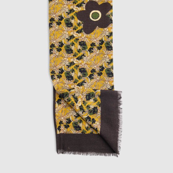Wool Scarf with Floral Pattern