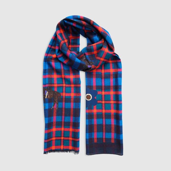 Wool Knitted Scarf + Horses