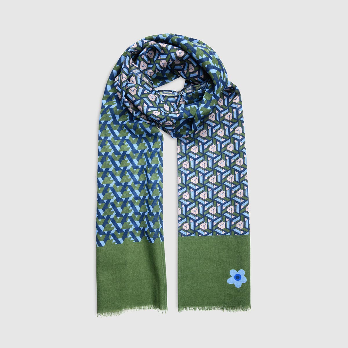 Wool Silk Scarf With Abstract Designs