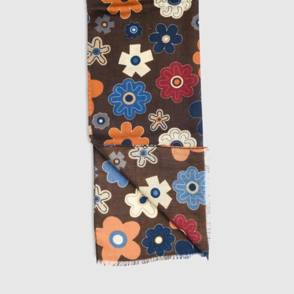 Wool Scarf with Floral Patterns