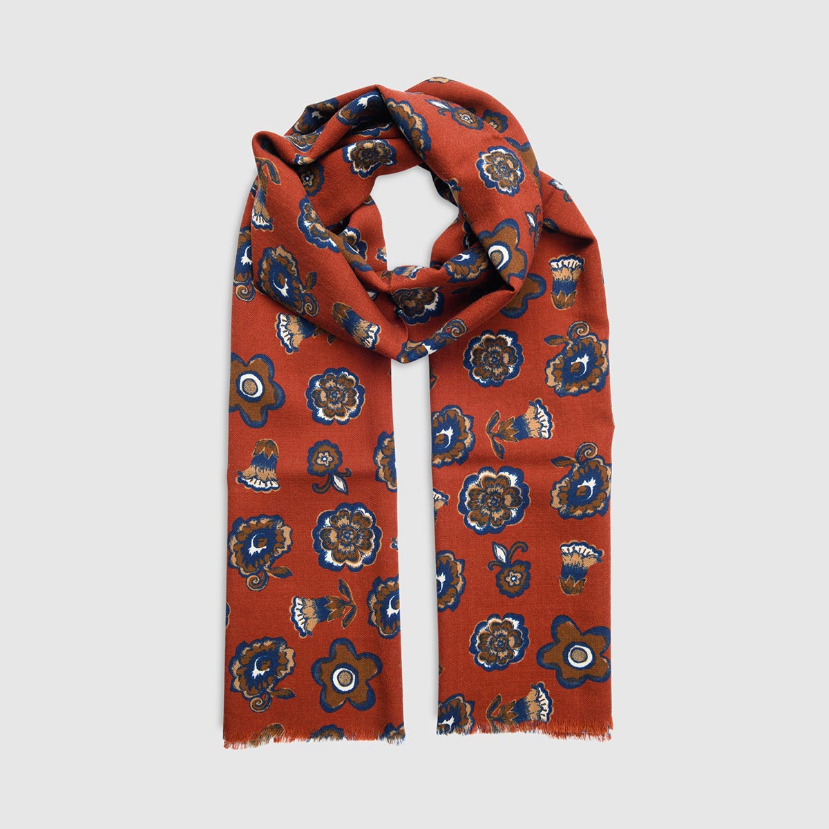 Wool Scarf with Floral Patterns