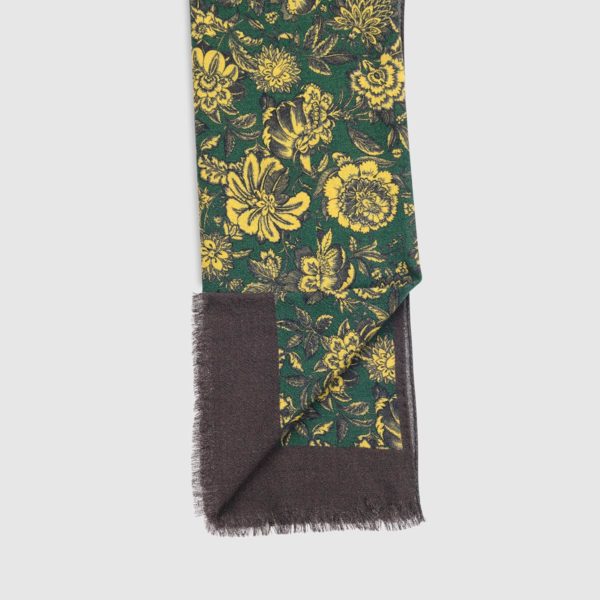 Wool Scarf With Floral Patterns