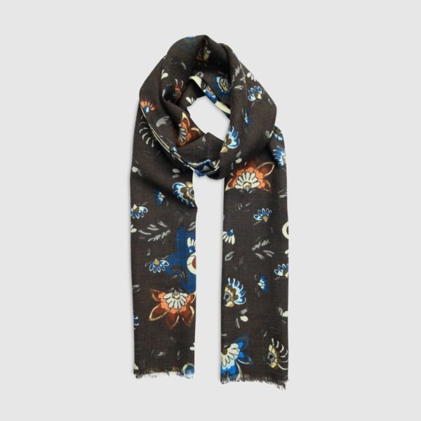 Wool Scarf With Floral Patterns