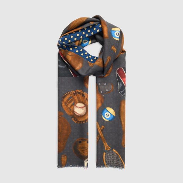 Wool Scarf With Sport And Polka Dot Patterns