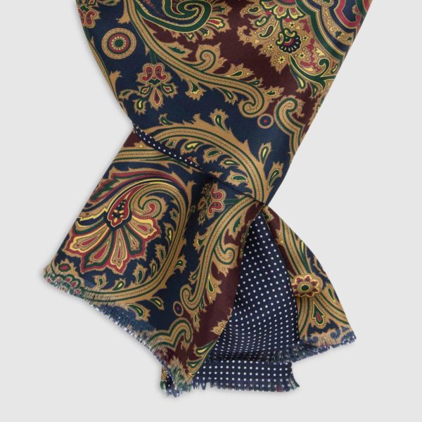 Paisley Silk Scarf Navy And Bordeaux