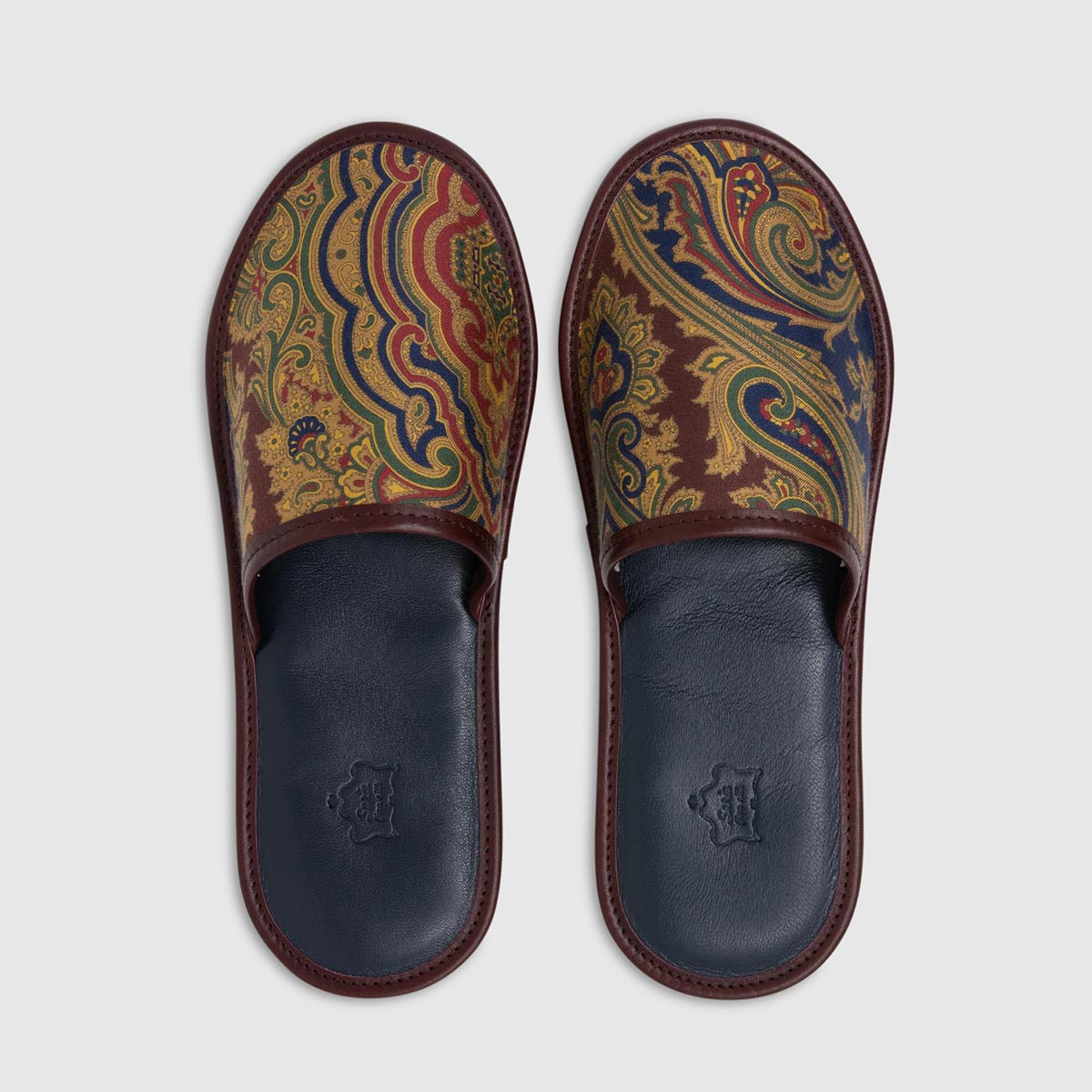 Bordeaux Paisley Silk And Leather Slippers Serà Fine Silk on sale 2022 2