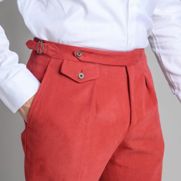 Coral One Pleat Trouser in Larusmiani Cotton