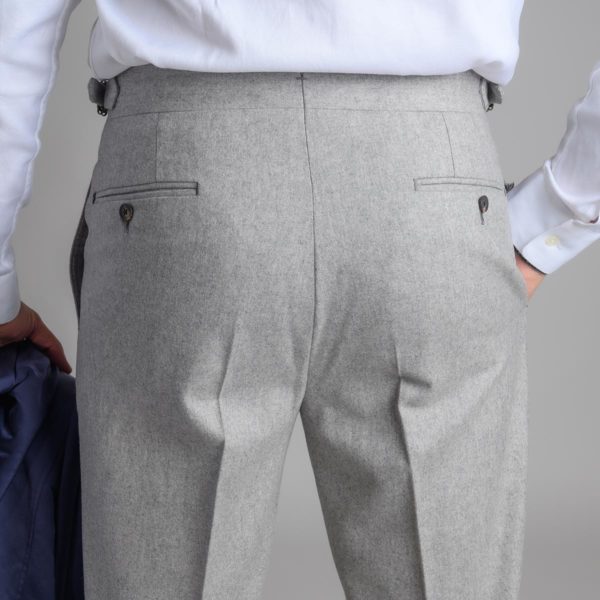 Light Gray Two Pleats Trouser in VBC Flannel